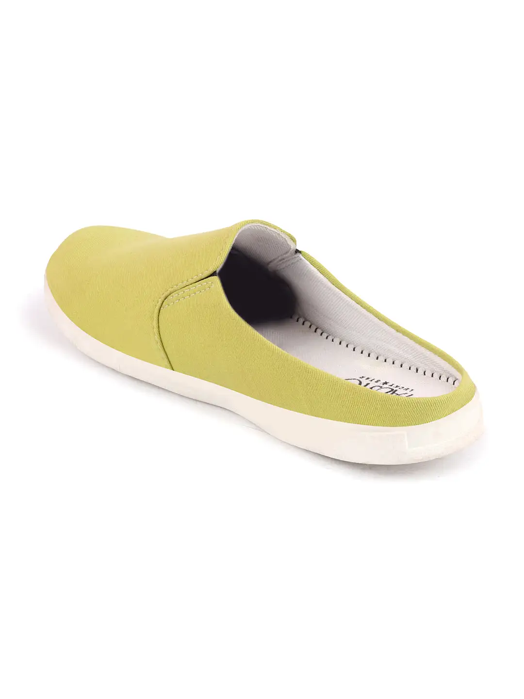 Men Green Casual Back Open Canvas Stylish Slip On Shoes