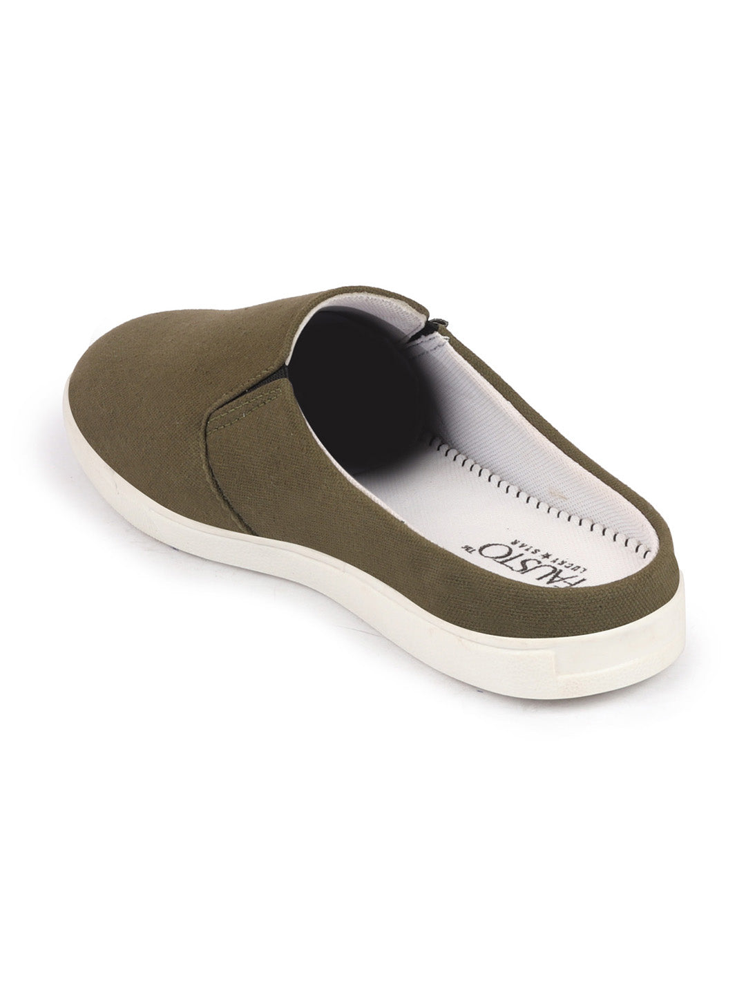 Men Olive Green Casual Canvas Slip-On Shoes