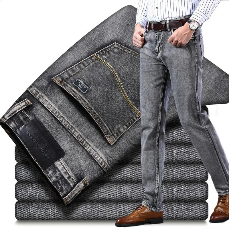 Men's Autumn Business Casual Classic Stretch Denim Straight-Leg Pants