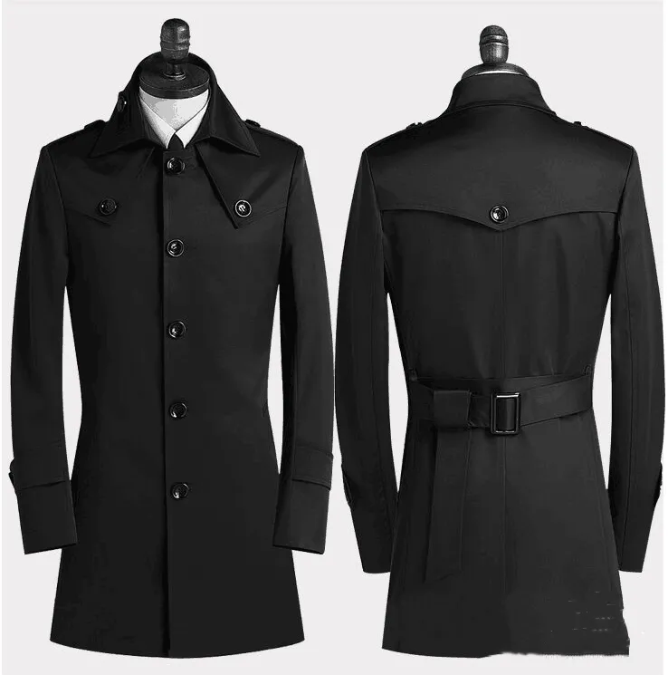 Men's Lapel Trench Coat Korean Version