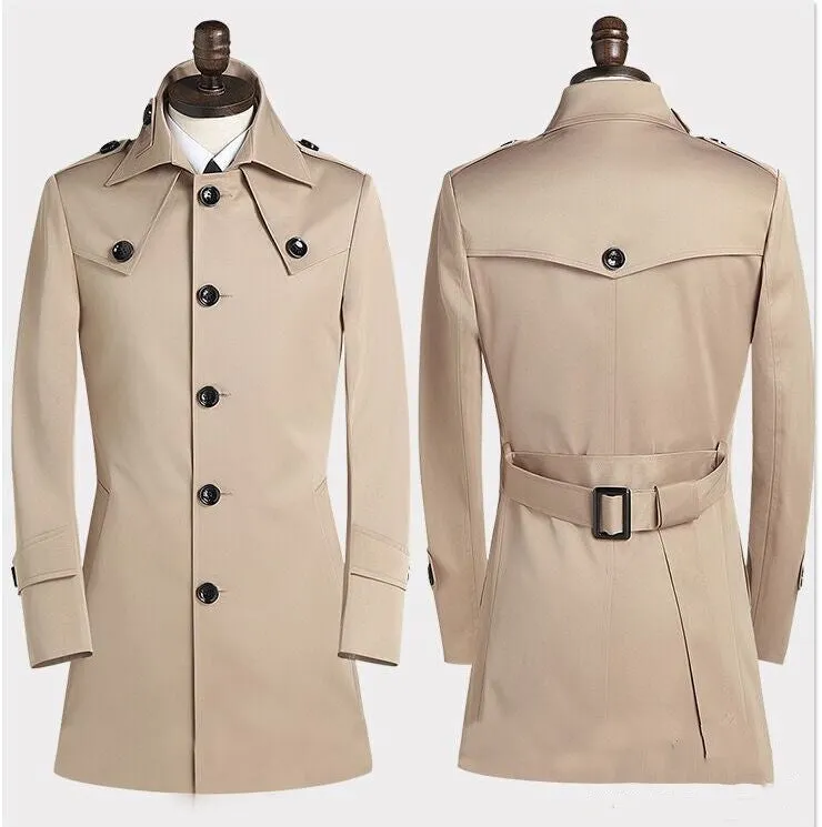 Men's Lapel Trench Coat Korean Version