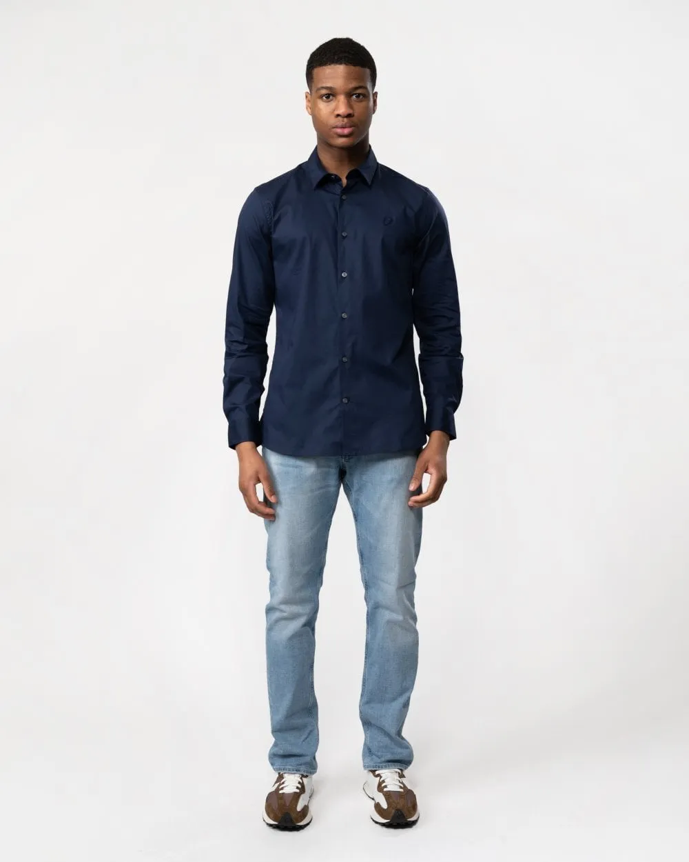 Mens Long Sleeve Slim Poplin Shirt