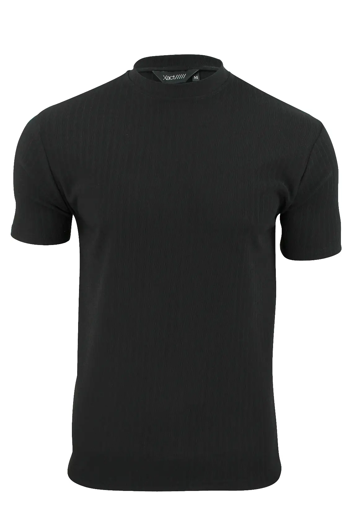 Mens Rib T - Shirt by Xact Clothing Crew Neck Slim Gym Muscle Fit