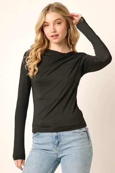 Mittoshop Ruched Long Sleeve Slim Top