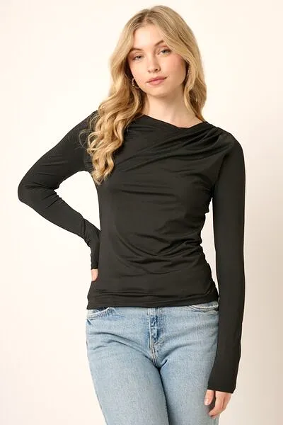 Mittoshop Ruched Long Sleeve Slim Top