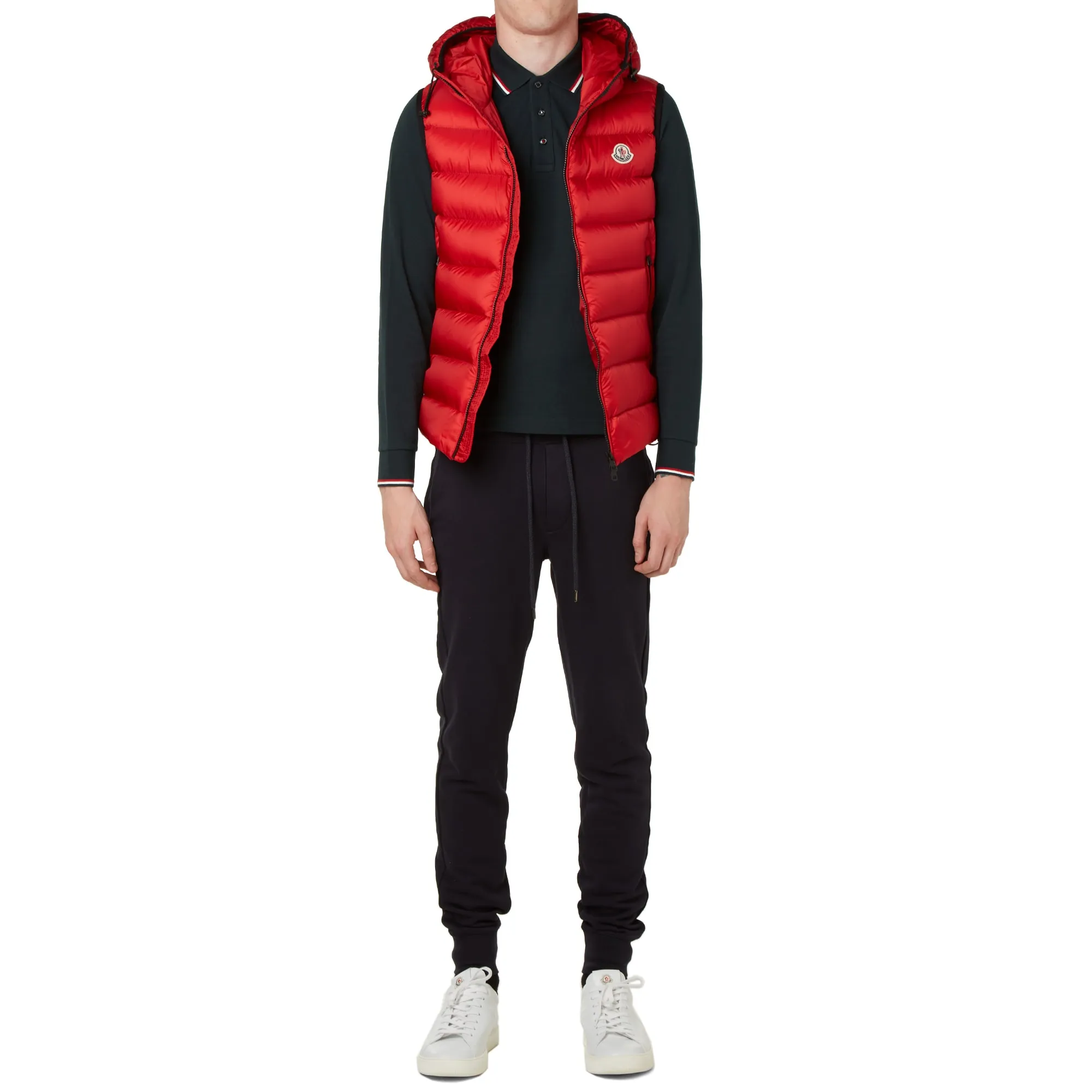 Moncler Long Sleeve Slim Fit Pique PoloNavy