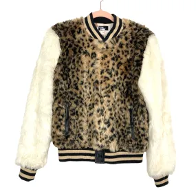 MOTHER Faux Fur Baseball Snap Jacket- Size L (fits like M, sold out online)