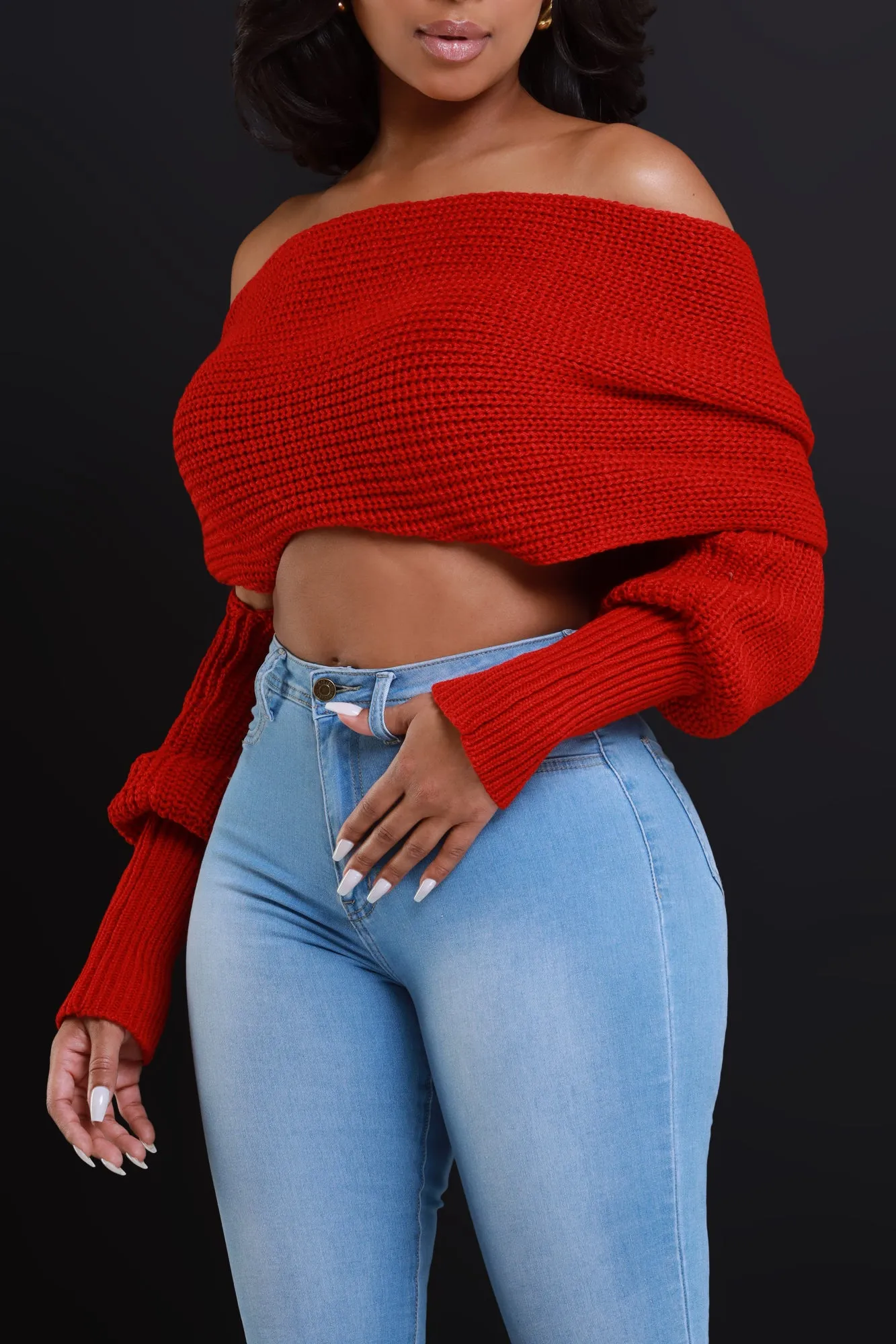 Multi Way Wrap Sweater - Red