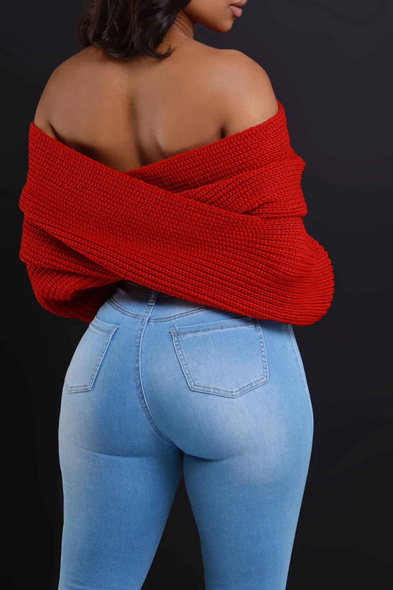 Multi Way Wrap Sweater - Red