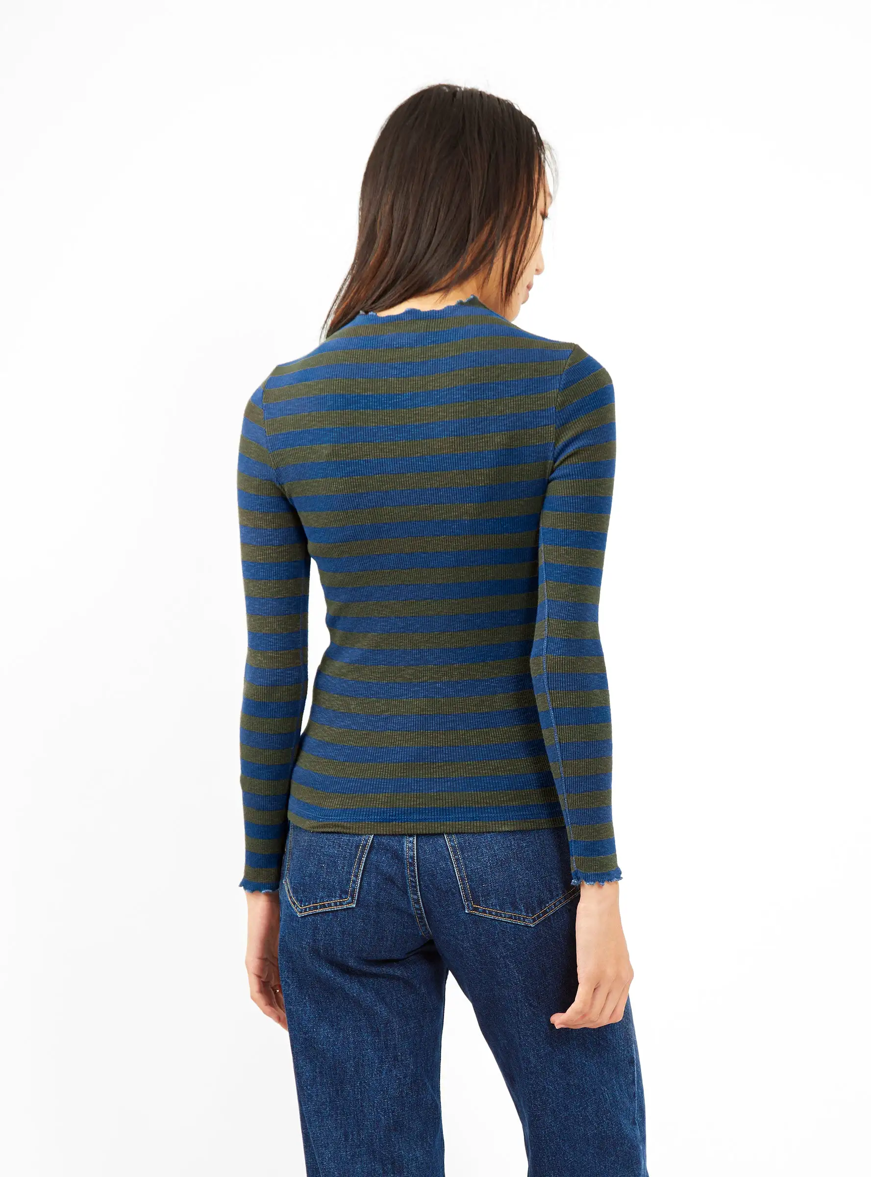 Niba T-shirt Green & Blue Stripe