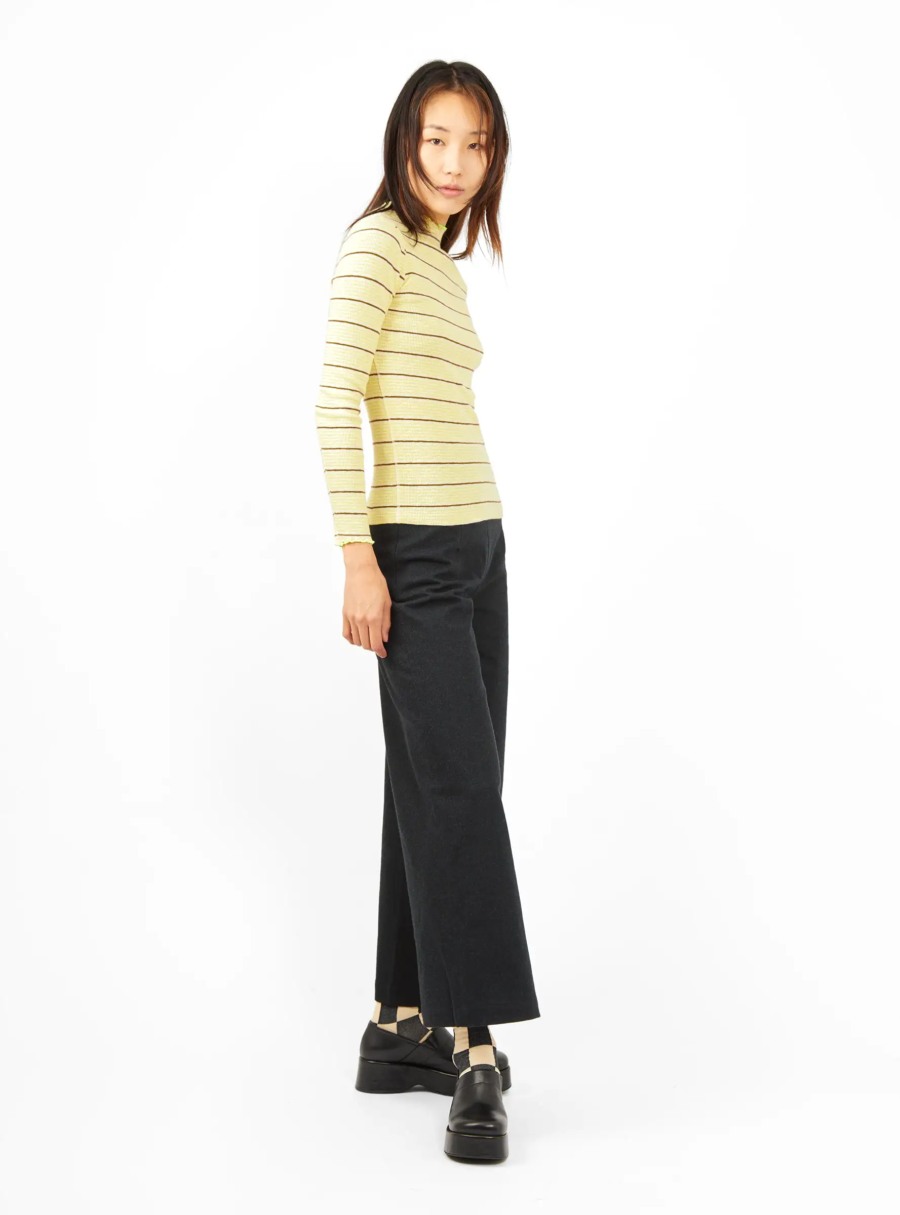 Niba T-shirt Yellow & Burgundy Stripe