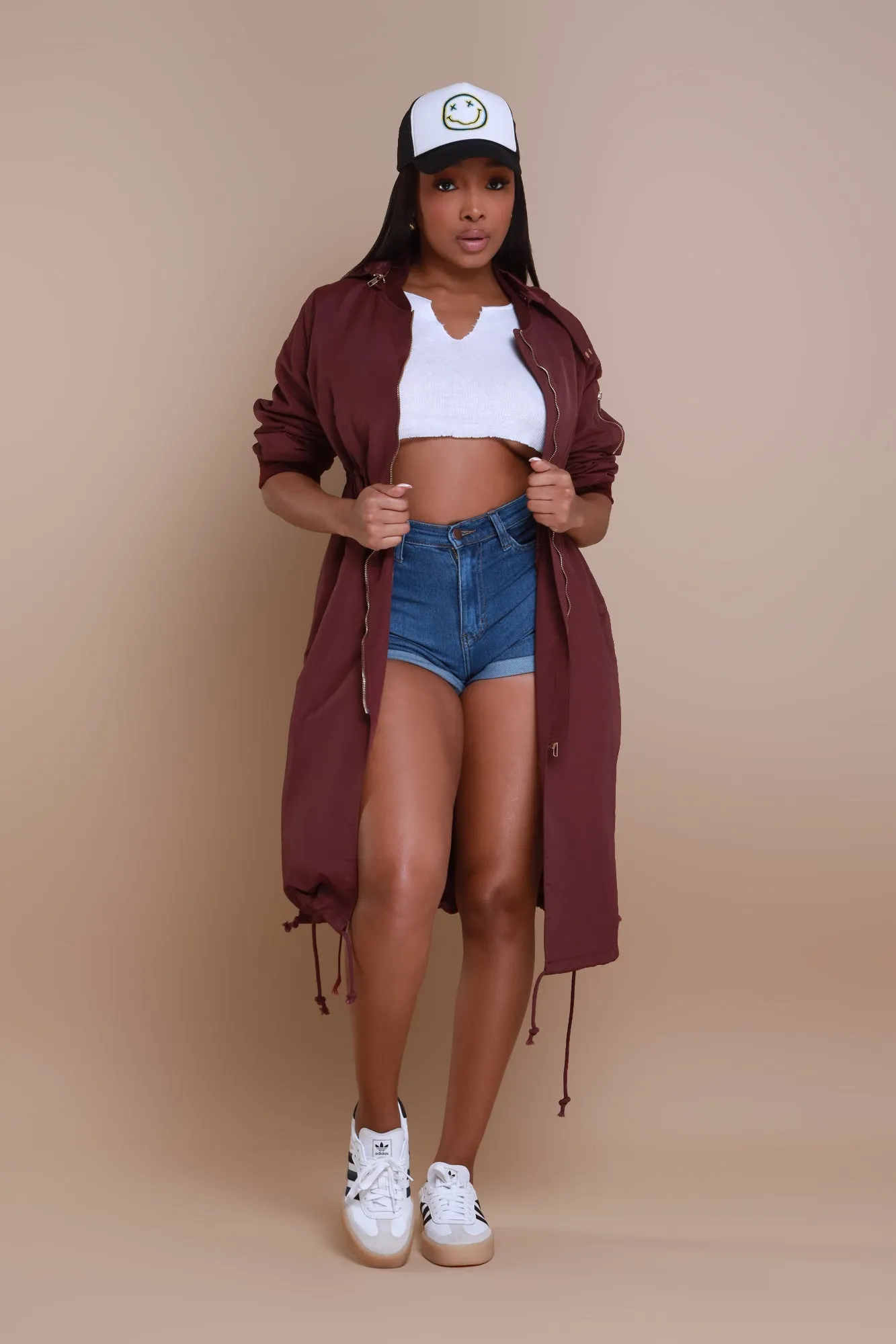 Not Your Average Bomber Parka - Burgundy