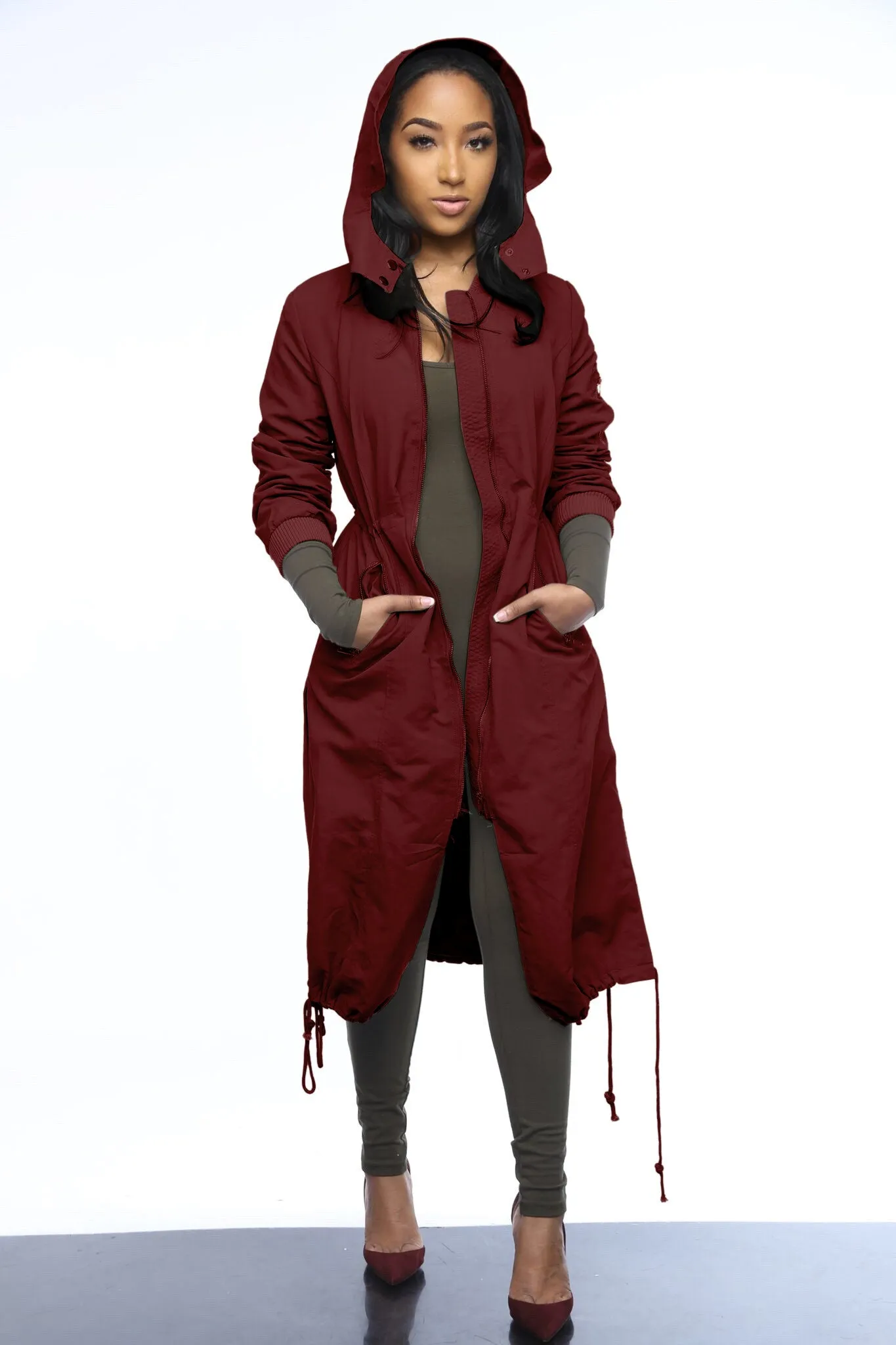 Not Your Average Bomber Parka - Burgundy