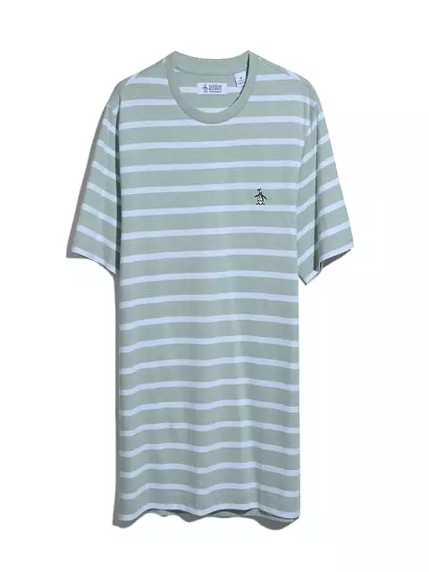 Original Penguin Jersey Breton Stripe T-Shirt/Silt Green - New SS24