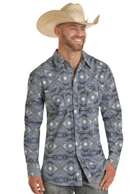 Panhandle Slim Mens Aztec Blue Long Sleeve Shirt