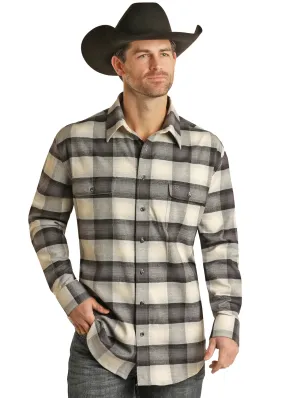 Panhandle Slim Rock & Roll Black Plaid Long Sleeve Button Front Western Shirt