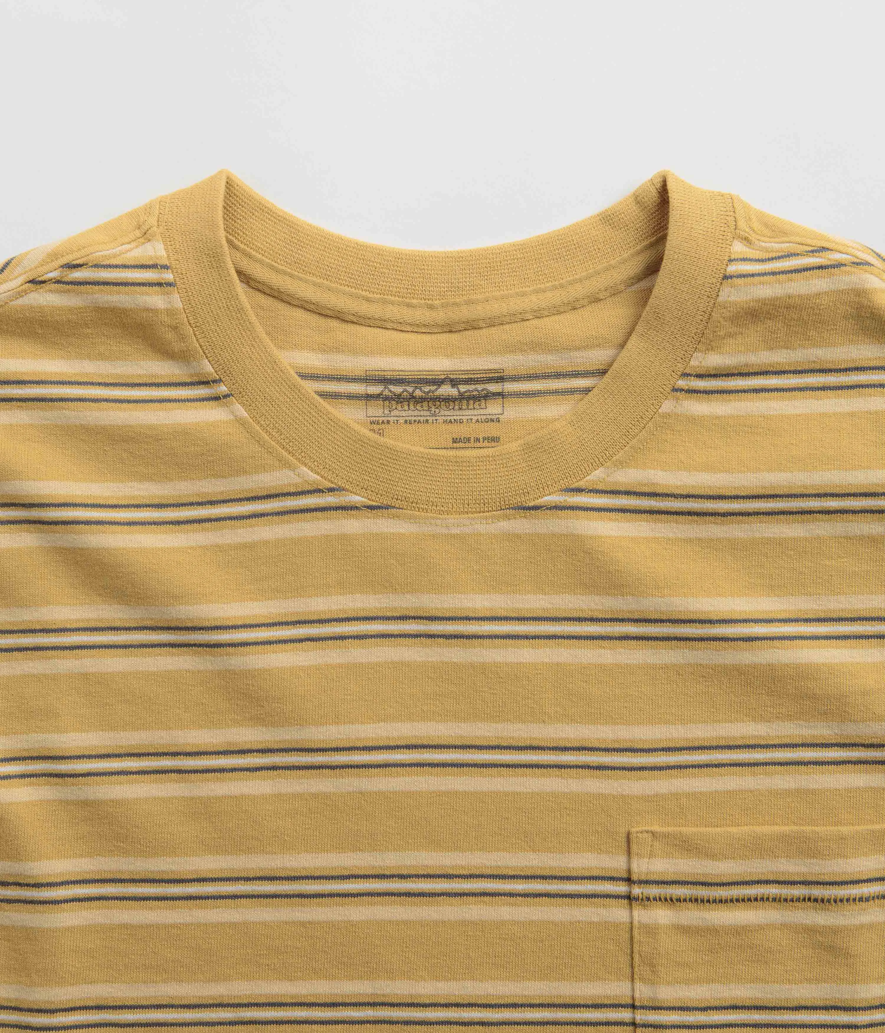 Patagonia Cotton in Conversion Pocket T-Shirt - Found Stripe: Pufferfish Gold