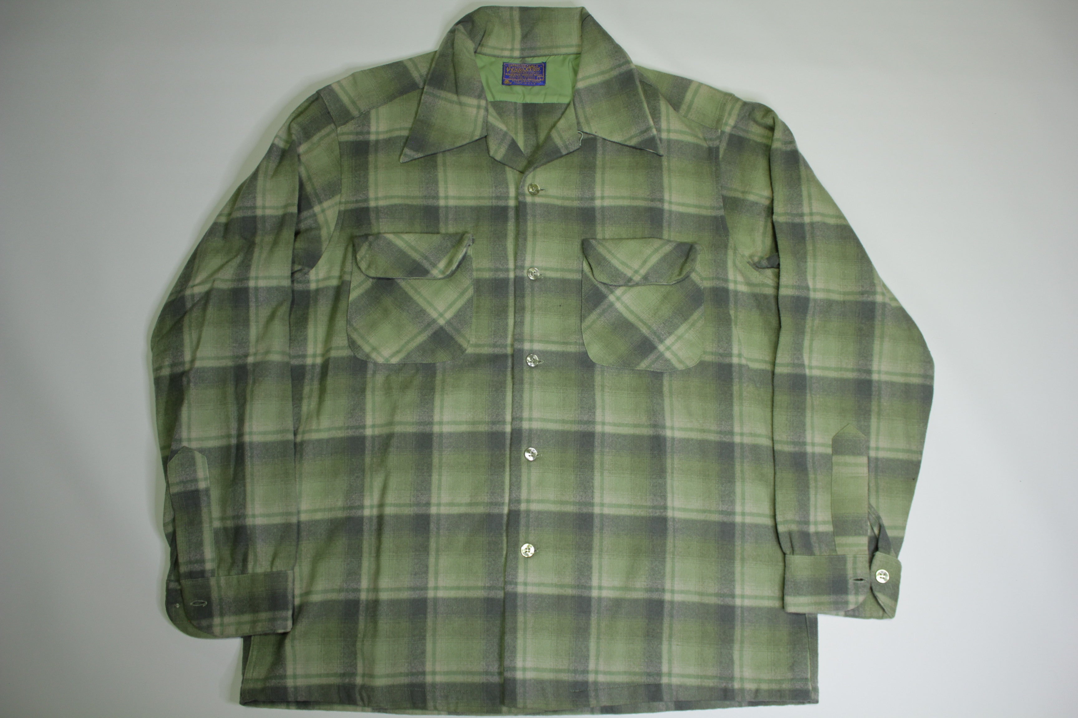 Pendleton 1960's Vintage Pure Virgin Wool USA Loop Collar Board Button Up Shirt