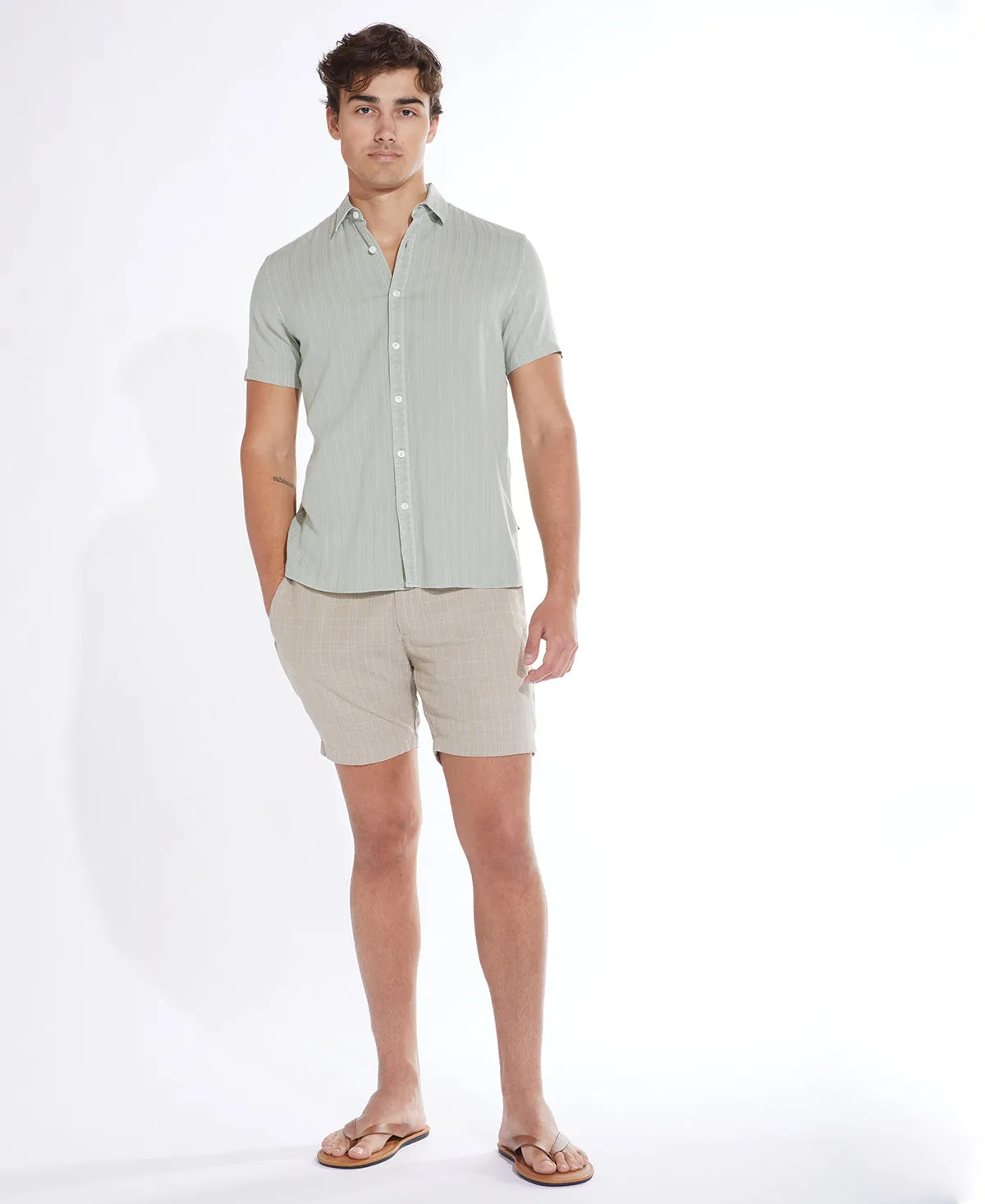 Pueblo Jacquard Stripe Woven Shirt (Sage)