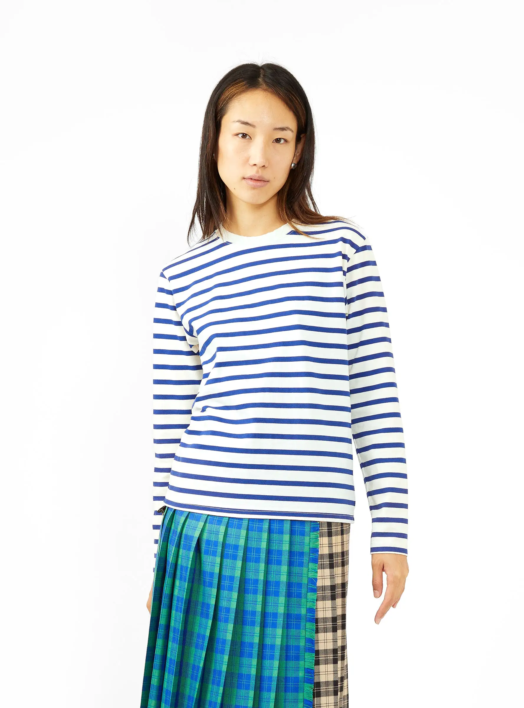 Rainbowy Patch T-Shirt Ecru & Blue Stripe