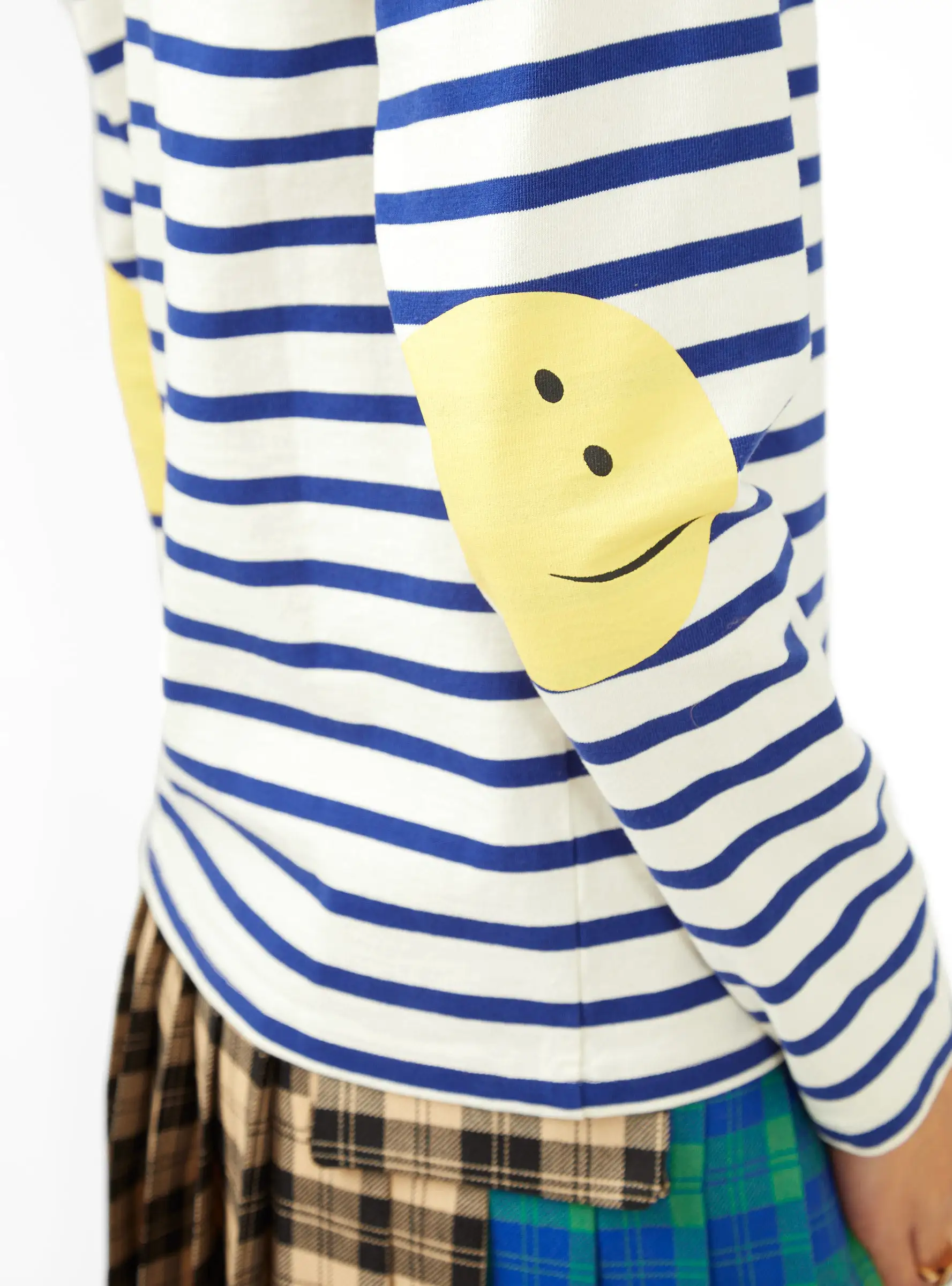 Rainbowy Patch T-Shirt Ecru & Blue Stripe