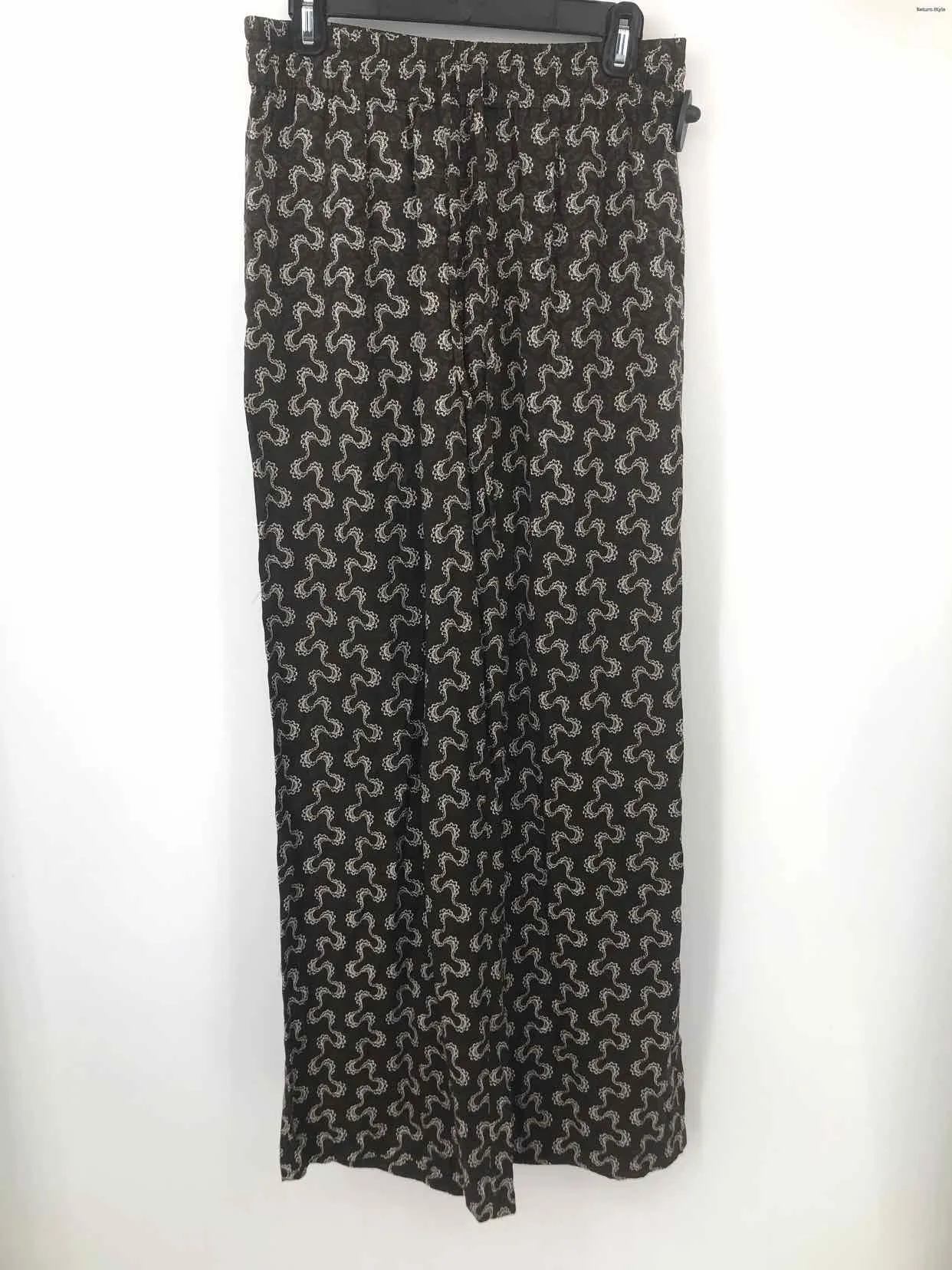 REBECCA TAYLOR Brown White Print Wide Leg Size MEDIUM (M) Pants