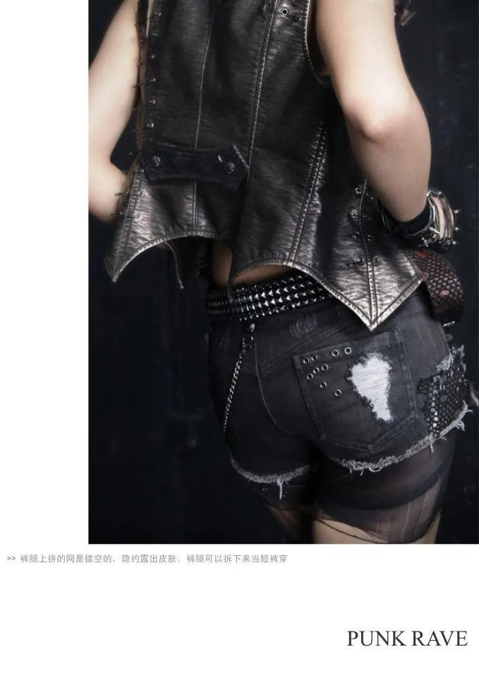 Rock Hot Shorts Heavy Metal Chain Jeans short pants