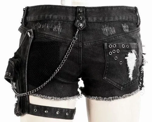 Rock Hot Shorts Heavy Metal Chain Jeans short pants