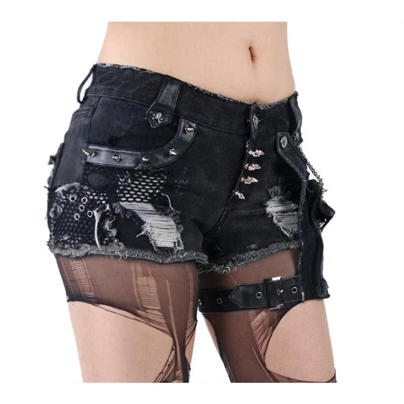 Rock Hot Shorts Heavy Metal Chain Jeans short pants