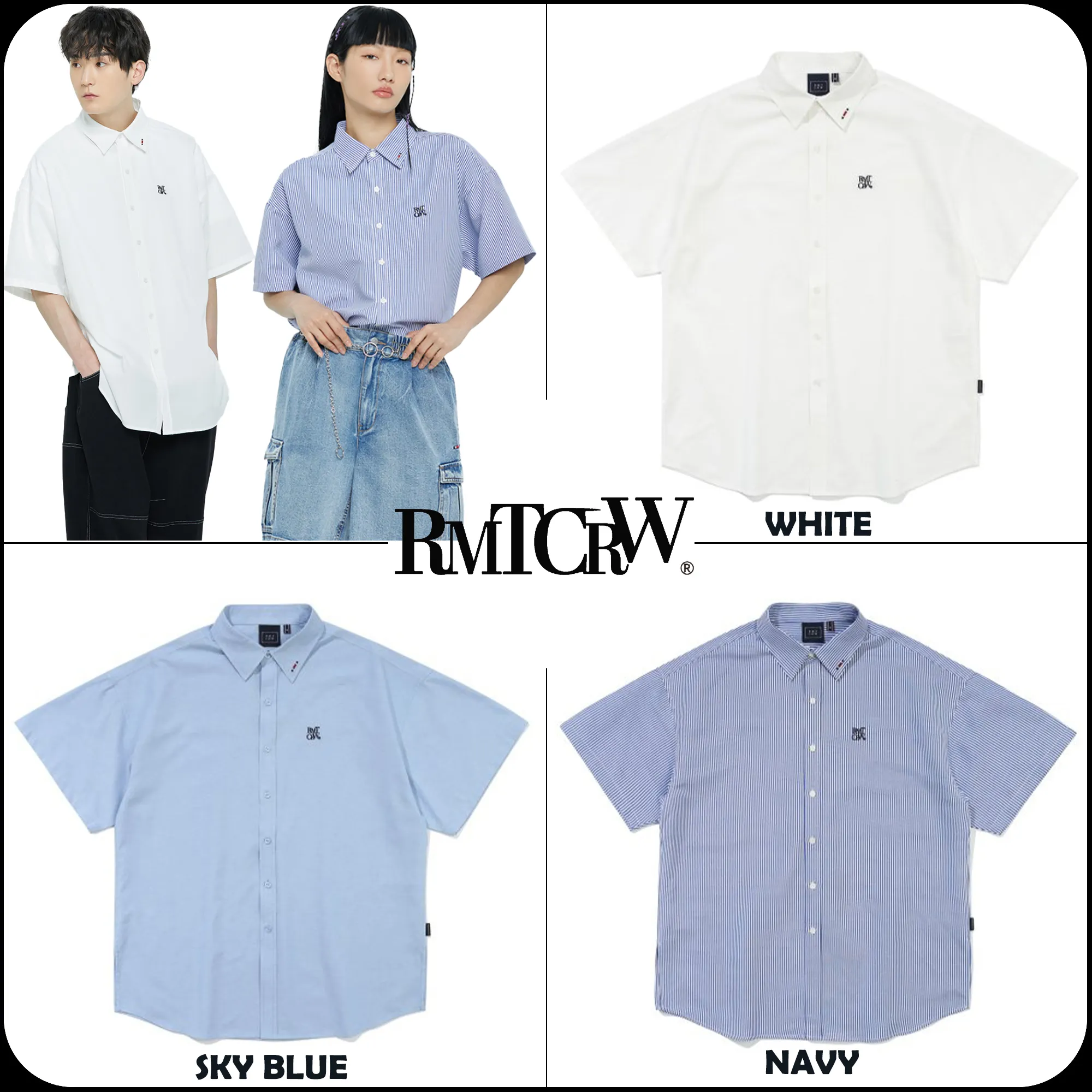 ROMANTIC CROWN  |[ROMANTIC CROWN]★RECENT LOGO STRIPE HALF SHIRT