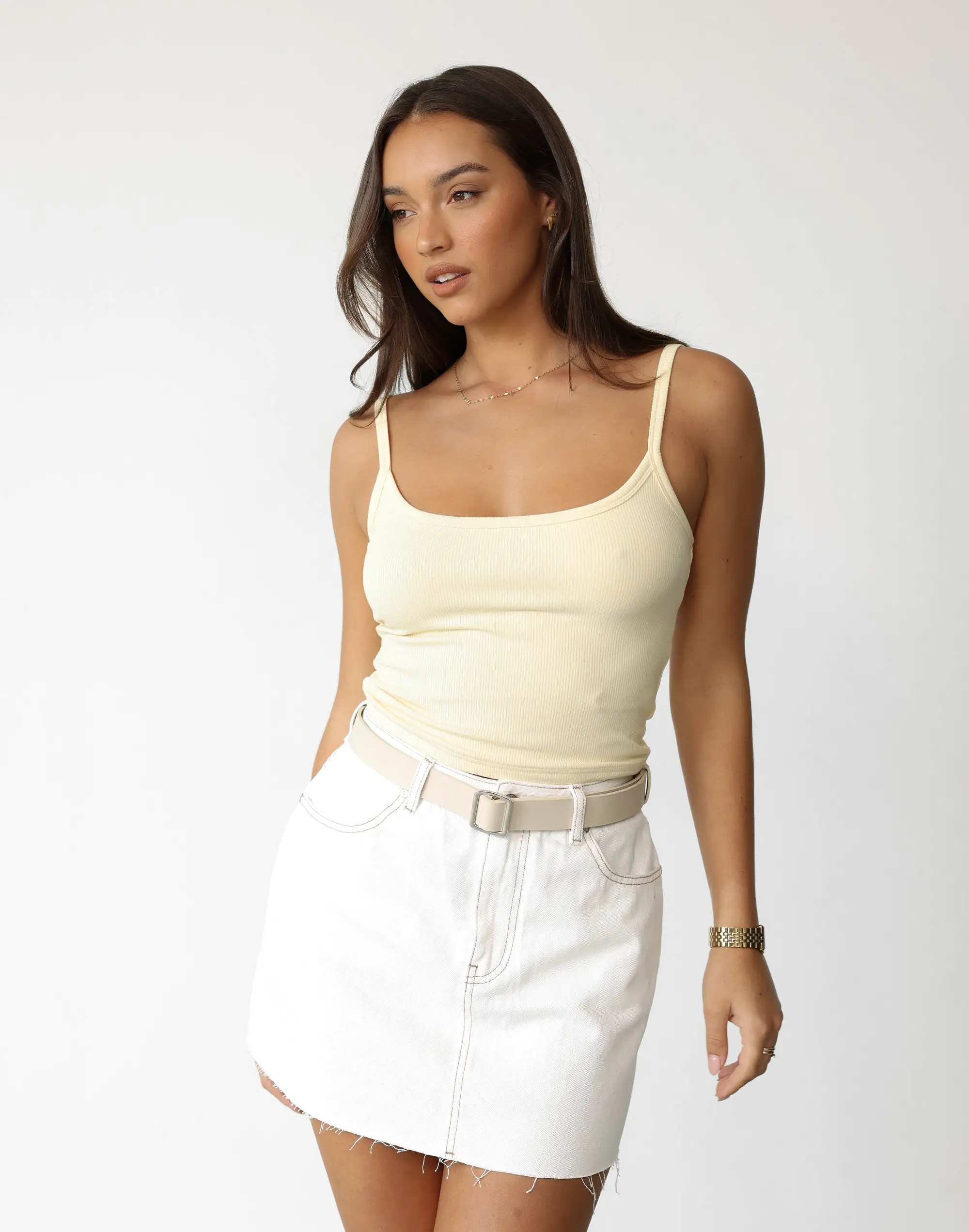 Rowan Denim Mini Skirt (Off White)