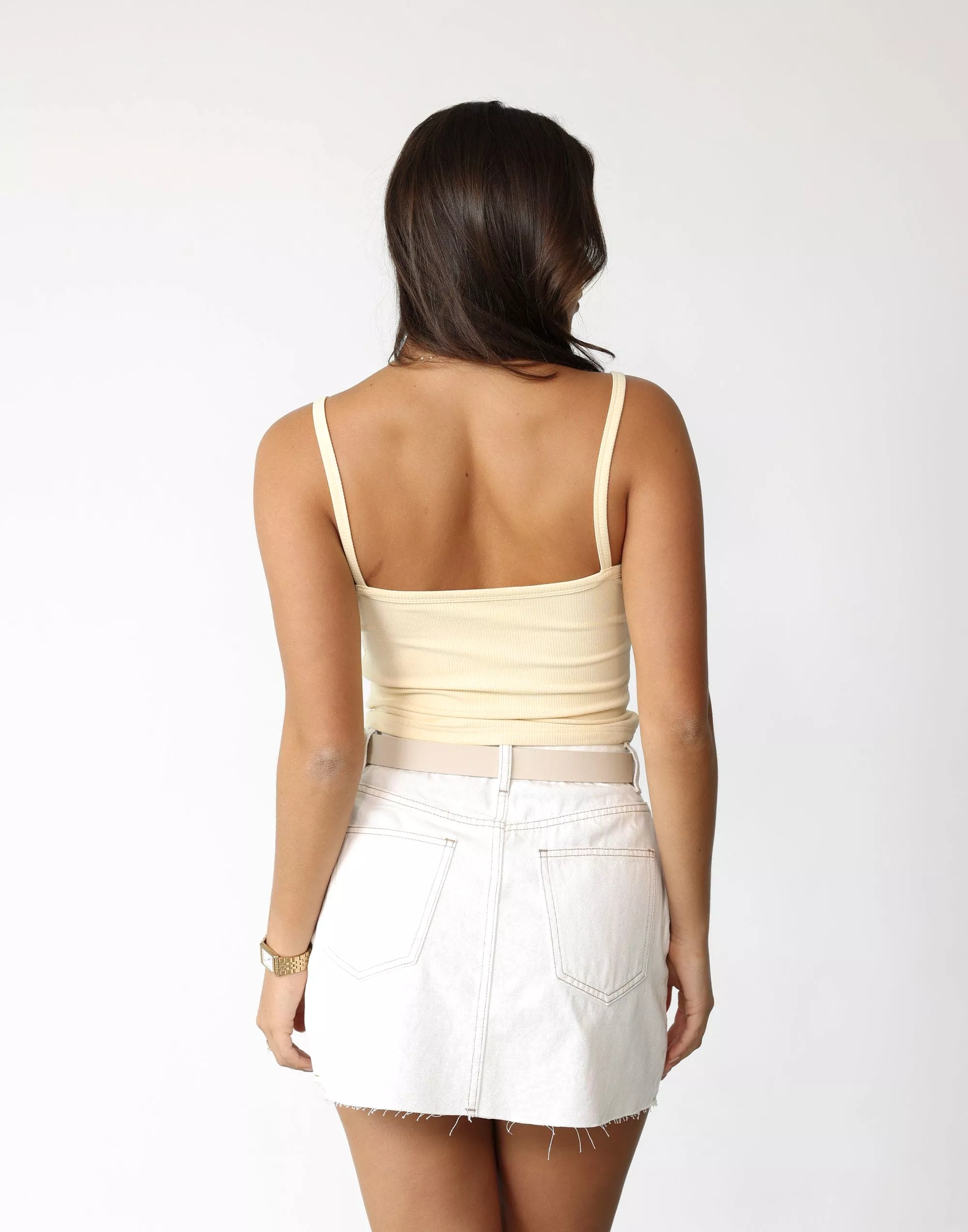 Rowan Denim Mini Skirt (Off White)