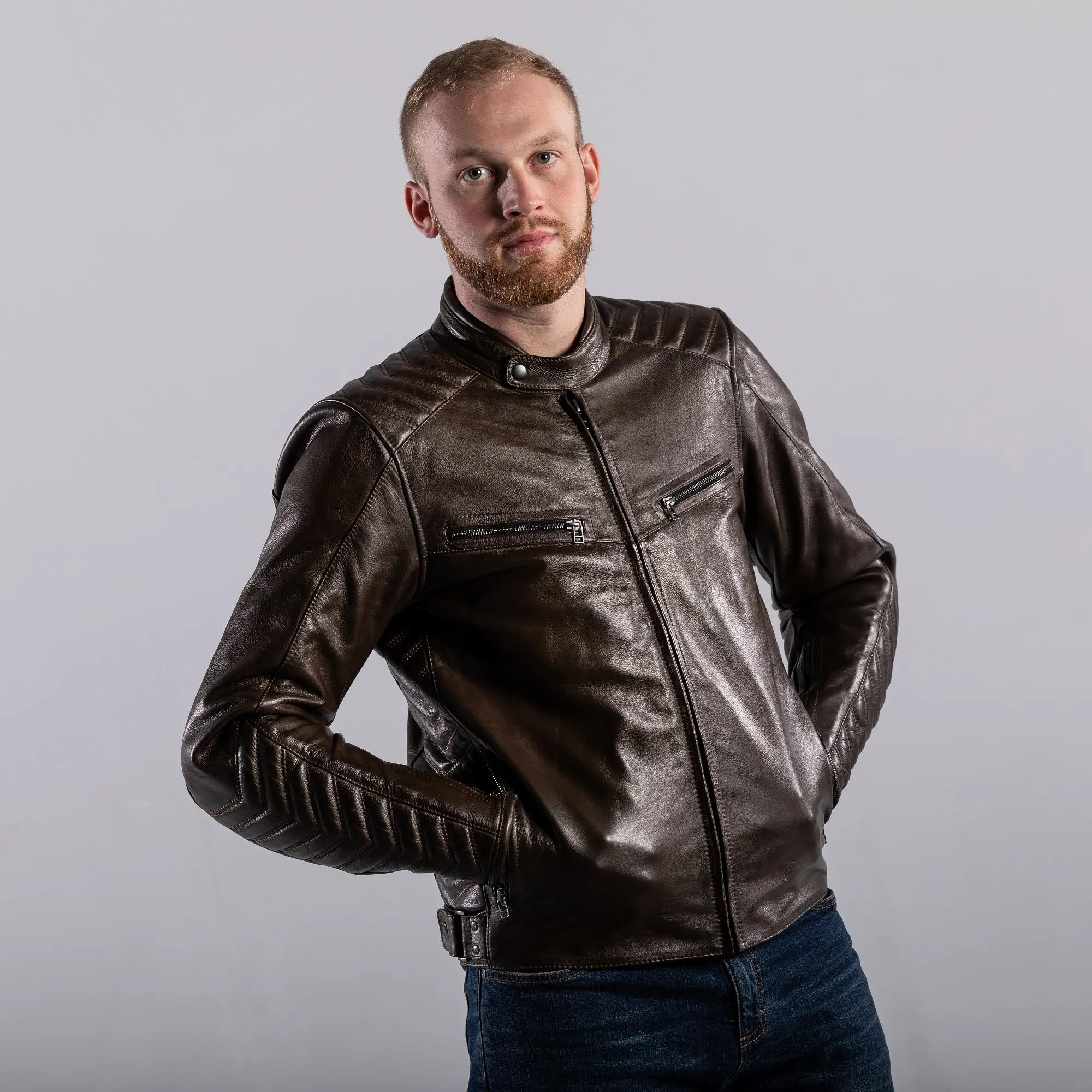 RST Roadster 3 Leather Jacket - Brown