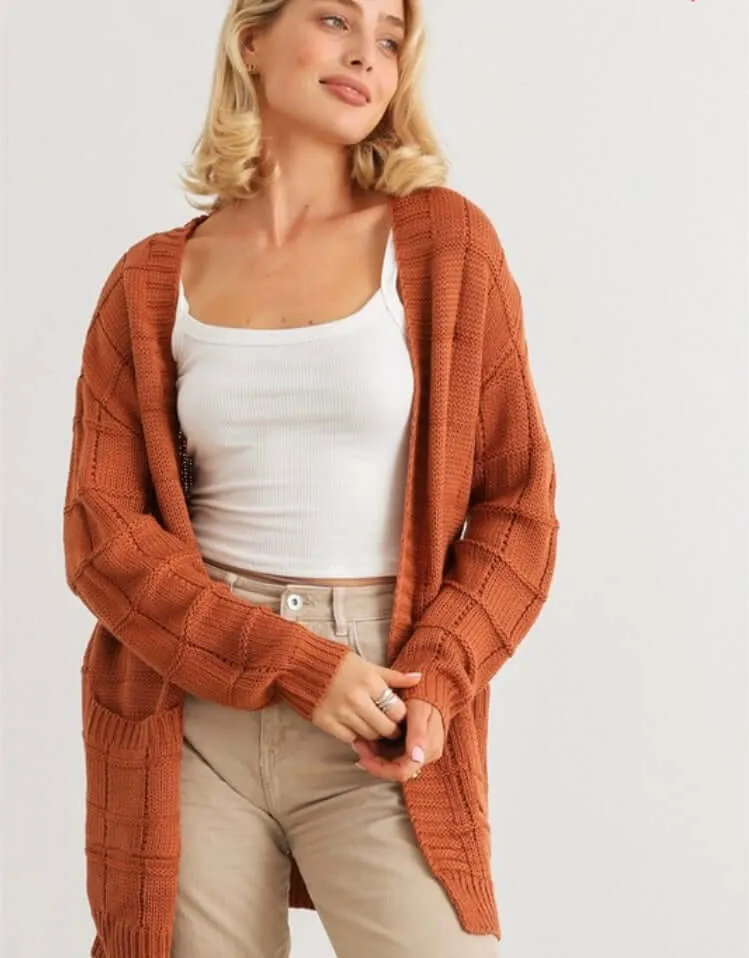 Rust Pocket Cardigan