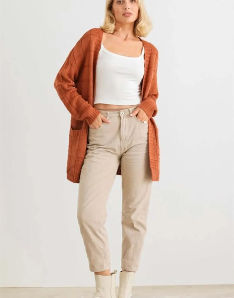 Rust Pocket Cardigan