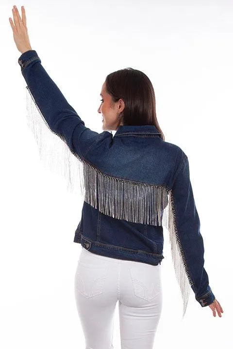 Scully Women's Rhinestone Fringe Denim Jacket HC792