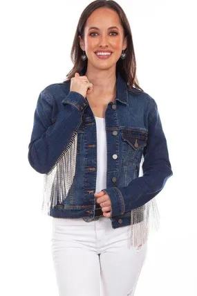 Scully Women's Rhinestone Fringe Denim Jacket HC792