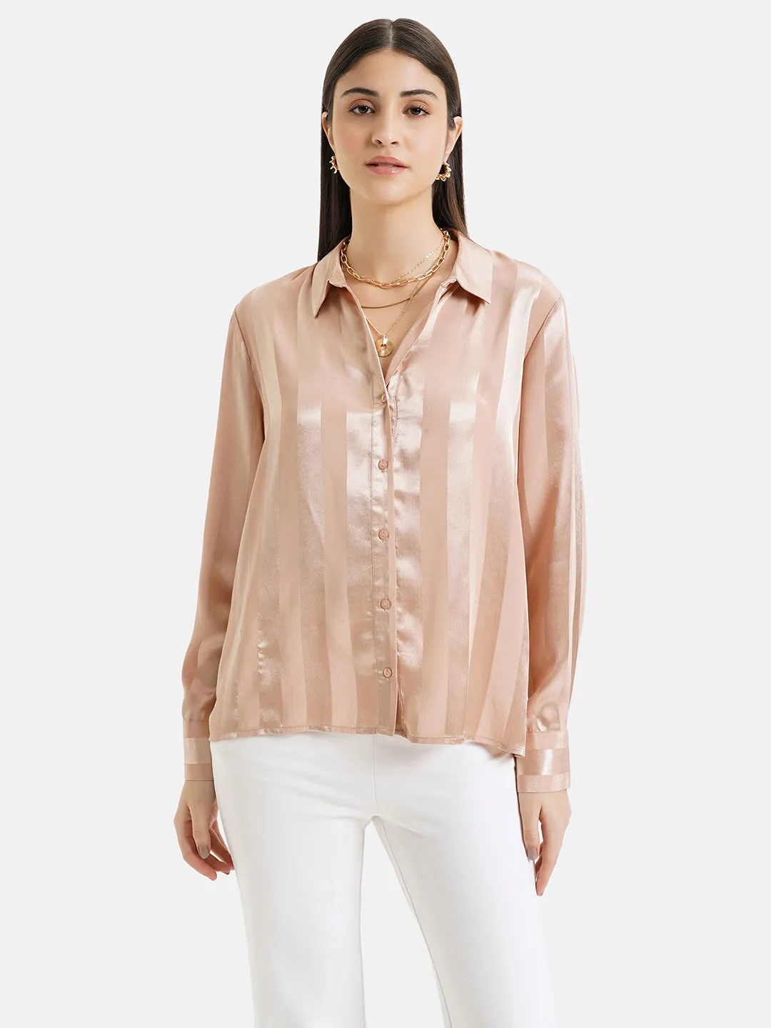 Self Stripe Satin Shirt