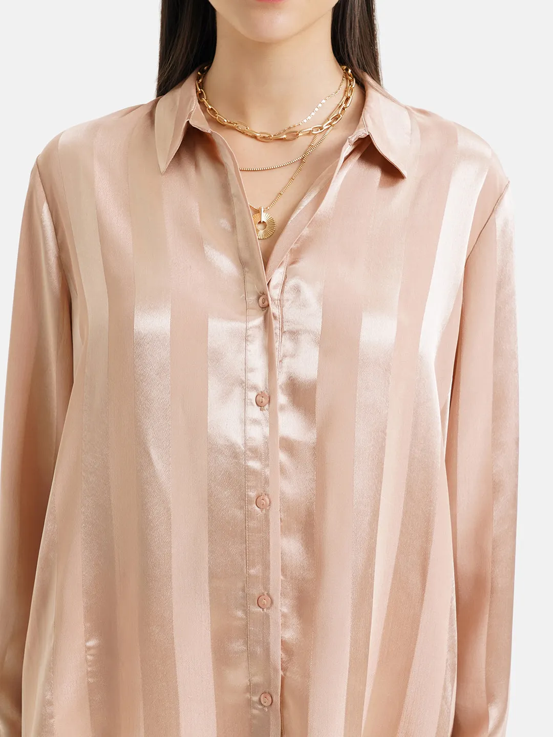 Self Stripe Satin Shirt