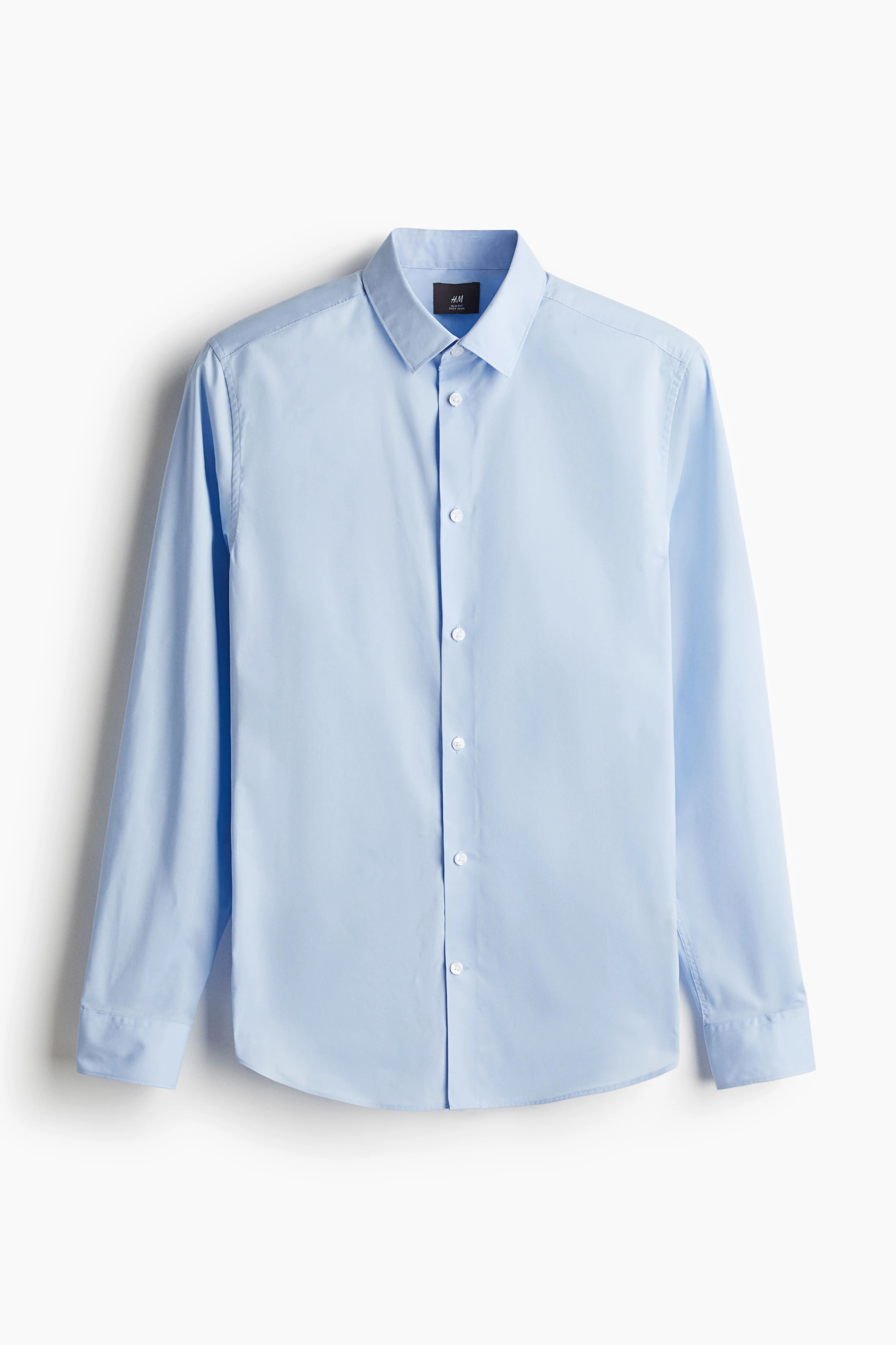 Slim Fit Easy-iron shirt - Long sleeve - Regular length - Light blue - Men | H&M GB