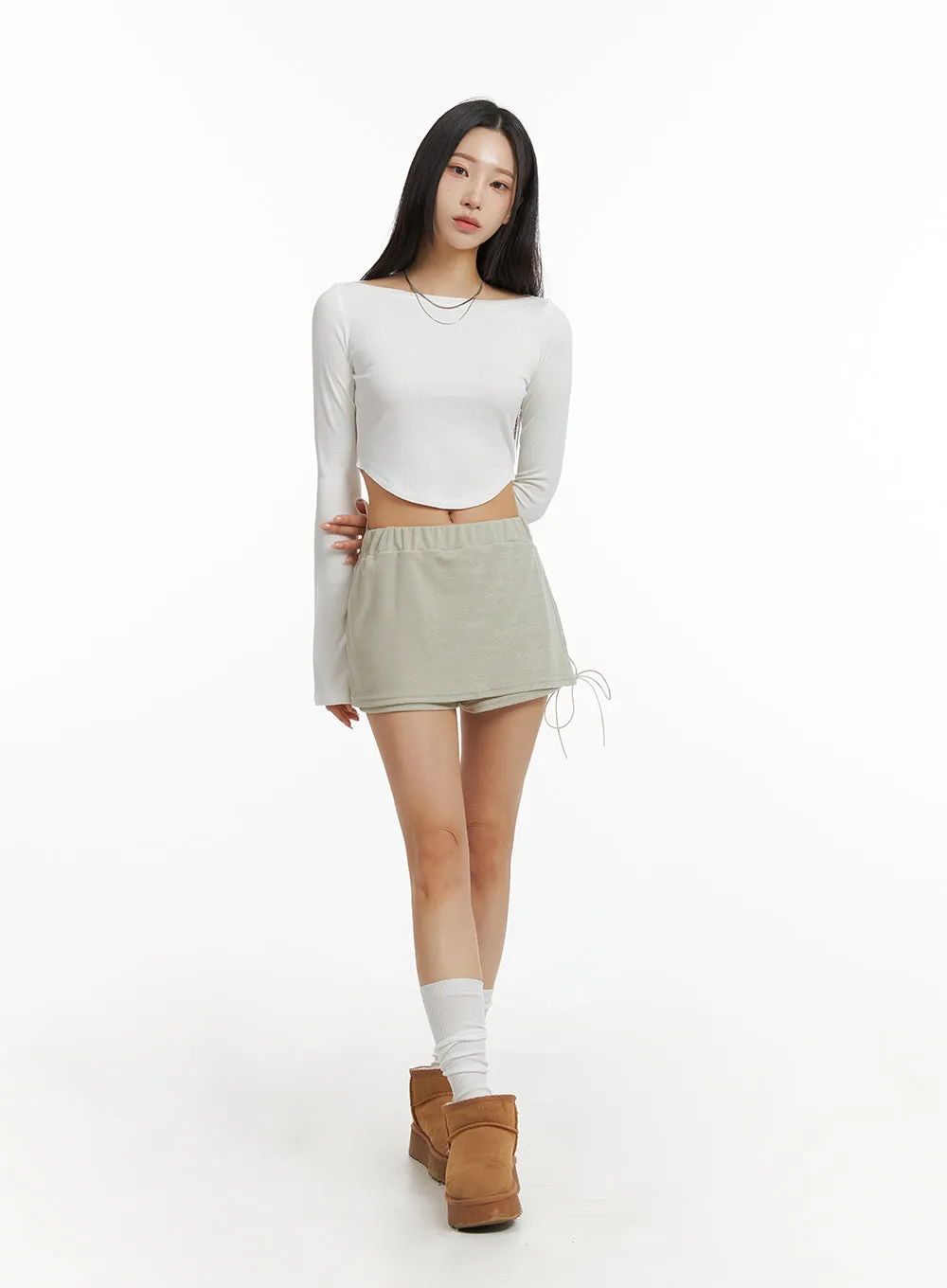 Slim Fit Long Sleeve Crop Top CJ408