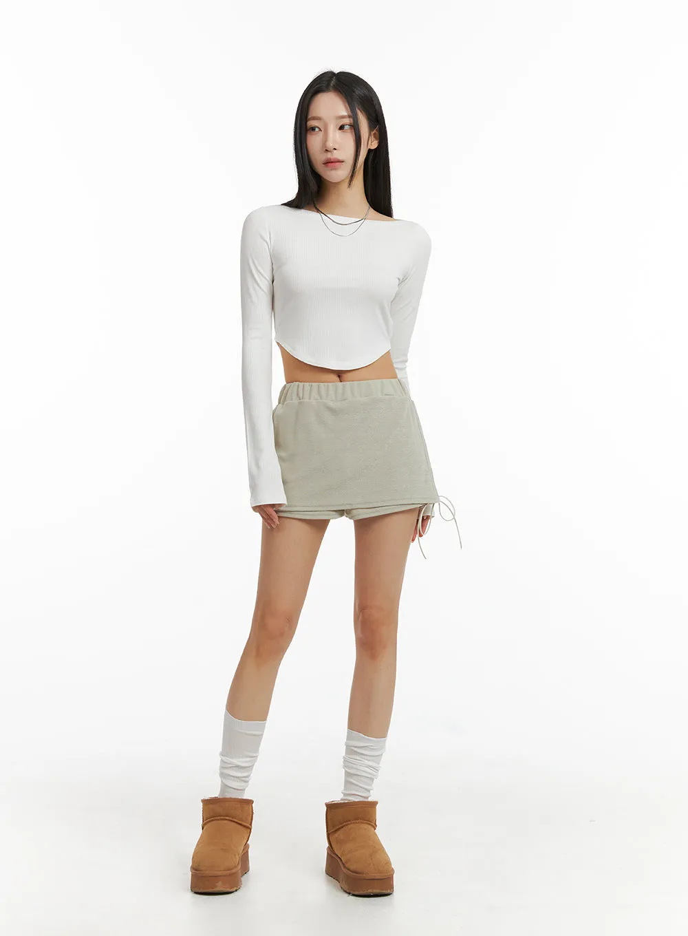 Slim Fit Long Sleeve Crop Top CJ408