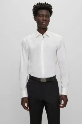 Slim-fit shirt in easy-iron cotton poplin