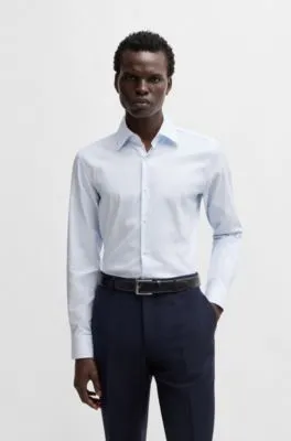 Slim-fit shirt in printed Oxford stretch cotton