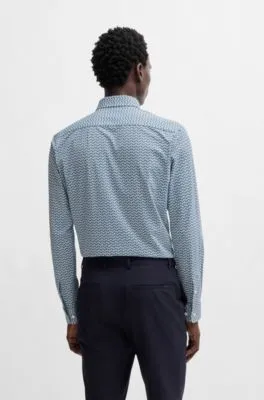 Slim-fit shirt in printed performance-stretch fabric