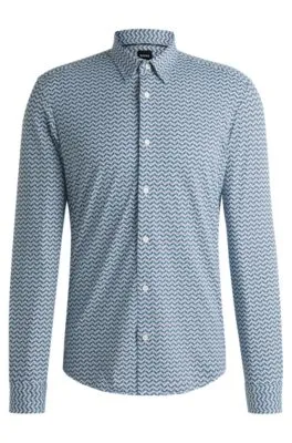 Slim-fit shirt in printed performance-stretch fabric