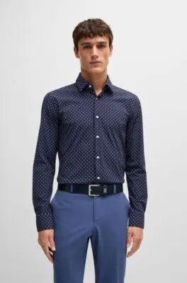 Slim-fit shirt in printed performance-stretch material