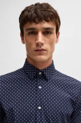 Slim-fit shirt in printed performance-stretch material