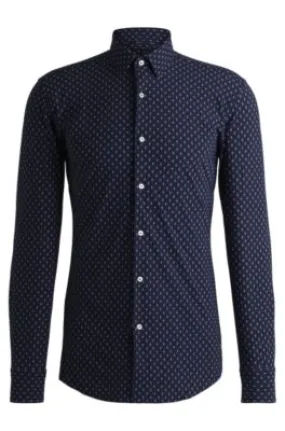 Slim-fit shirt in printed performance-stretch material