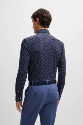 Slim-fit shirt in printed performance-stretch material